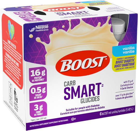 BOOST CarbSmart Vanilla, High Protein, Low Sugar, 24 Vitamins & Minerals, Nutritional Supplement, 16g Protein, 0.5g Sugar, Kosher, Gluten-free, Suitable For Diabetics, 24 Bottles, 6 kg