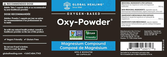 Global Healing Oxy-Powder Oxygen-Based Colon Cleanse and Detox - Poop Stool Softener For Bloating, Gas & Constipation Relief For Women & Men (60 Capsules) - Canadian Version