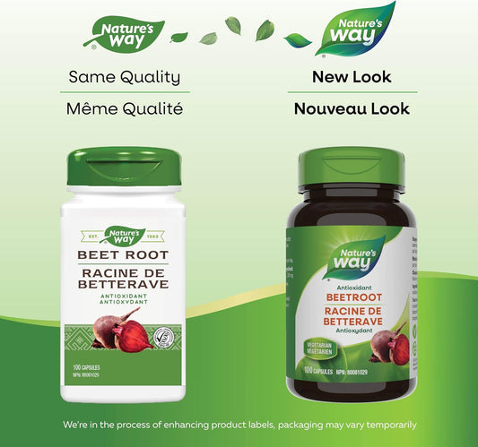 Nature's Way 甜菜根草本補充劑膠囊 – 抗氧化支持,保護細胞 – 每粒膠囊 500 毫克 – 素食且無麩質 – 100 粒膠囊