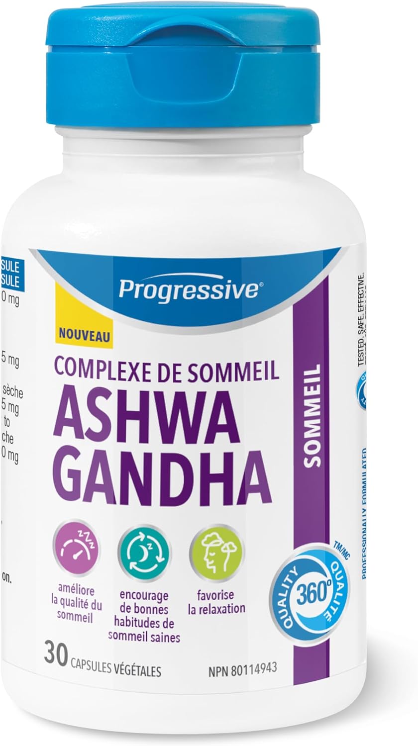 渐进式南非醉茄睡眠复合物 — 含有 Shoden® 南非醉茄、柠檬香蜂草、L-茶氨酸和西番莲,改善睡眠并减轻压力 — 30 粒素食胶囊