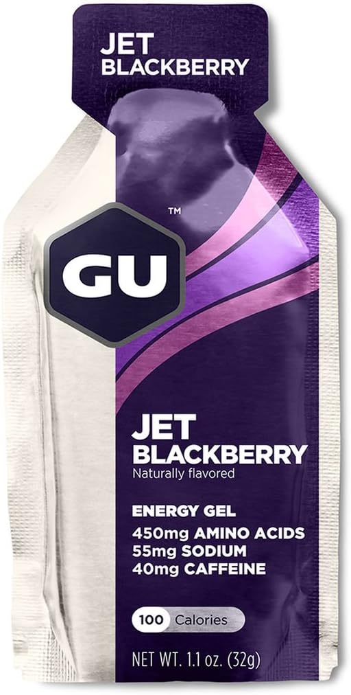 GU ENERGY Roctane Ultra Endurance Energy Gel, Strawberry Kiwi, 24-Count & Original Sports Nutrition Energy Gel, Jet Blackberry, 24-Count