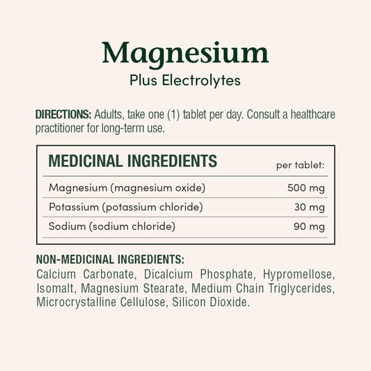 自然之寶鎂加電解質,500 毫克,有助於維持肌肉功能,幫助組織形成和發育,幫助維持骨骼和牙齒,幫助身體代謝營養物質,片劑,346 克