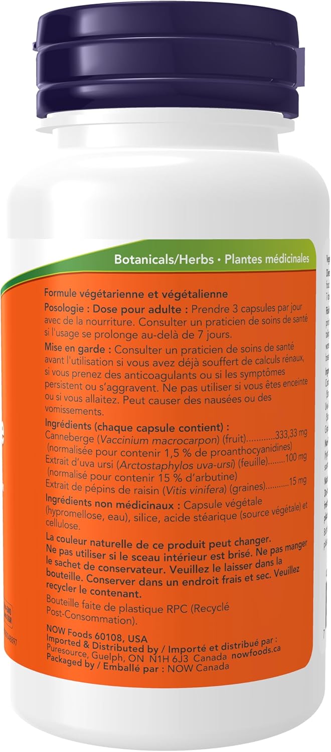 NOW Supplements, Cranberry with PACs, plus Uva Ursi and Grape Seed Extracts 90 Veg Capsules