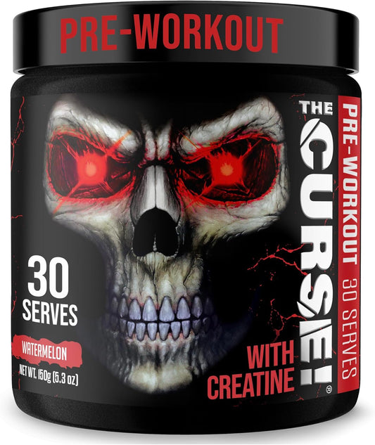 JNX SPORTS The Curse! Pre Workout Powder for Men & Women, Caffeine, Beta-Alanine, Creatine, L-Citrulline, 30 Servings, Watermelon Flavor – Boost Energy, Strength & Focus