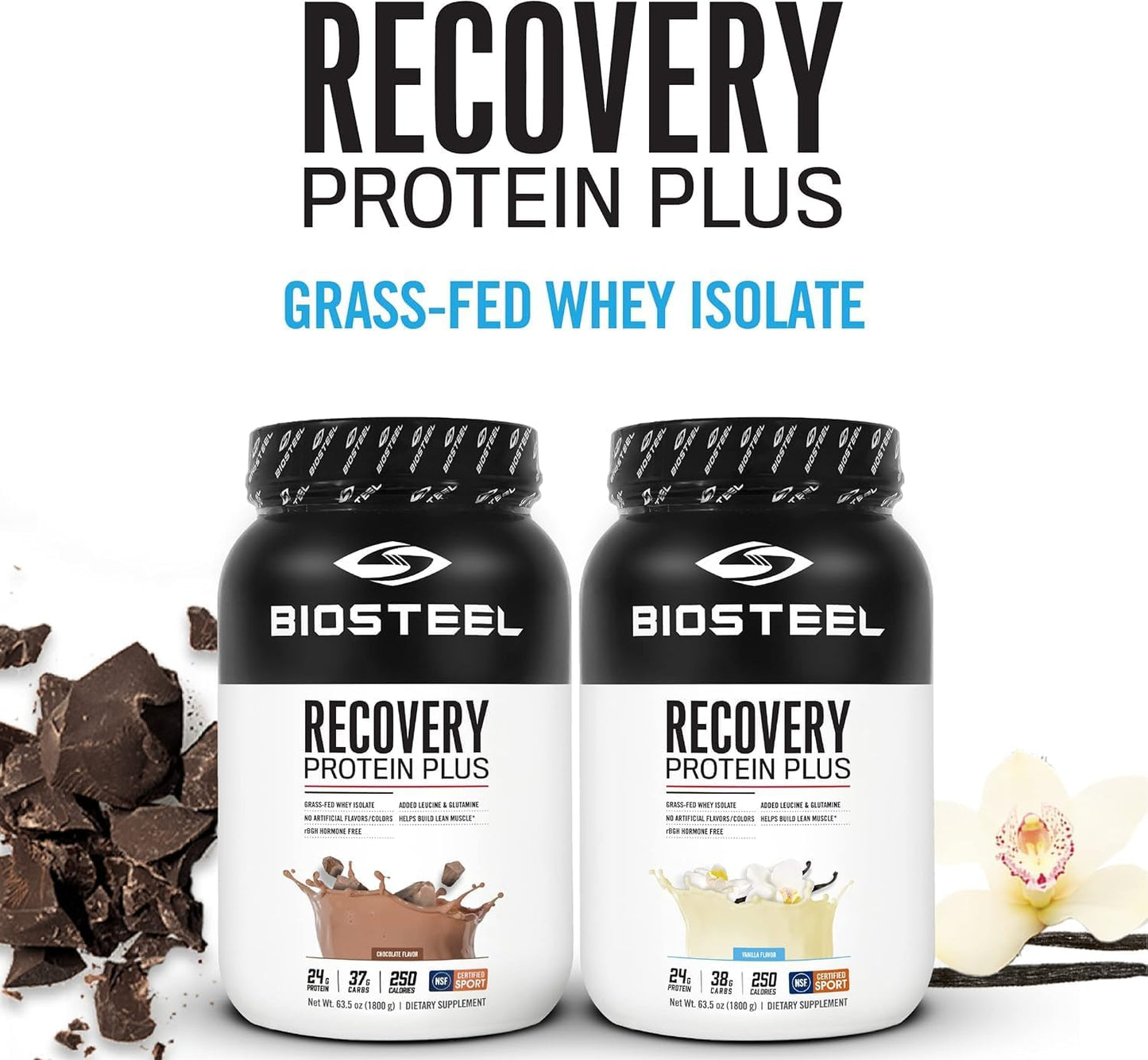 BioSteel Recovery Protein Plus,乳清蛋白,香草味 - 25 份 | 草飼蛋白,含必需胺基酸和支鏈胺基酸,有助於運動後恢復