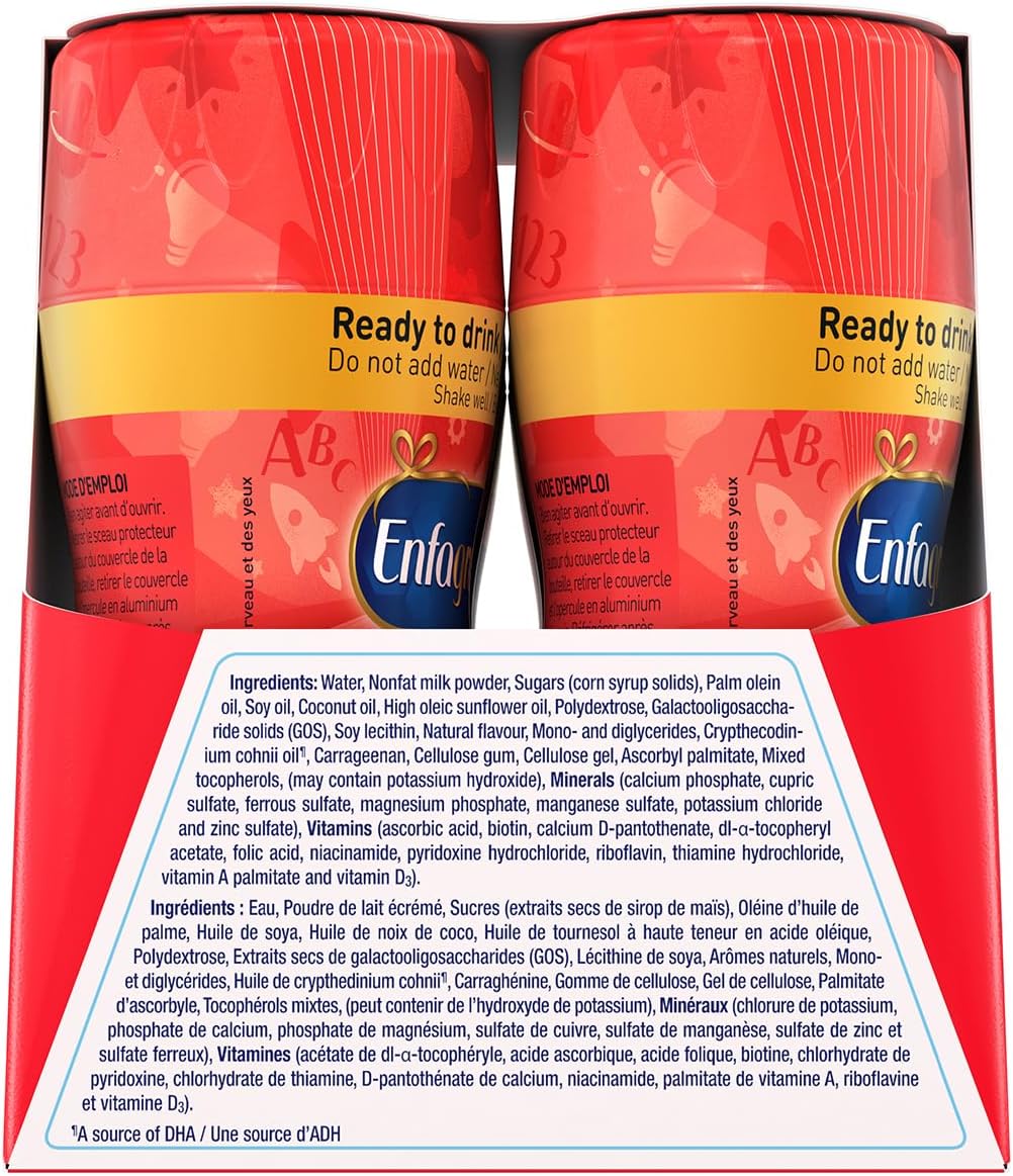 Enfagrow A+,幼兒營養飲料,26 種營養素,包括健腦 DHA,適合 1-5 歲兒童,牛奶口味,即飲,6 x 237 毫升
