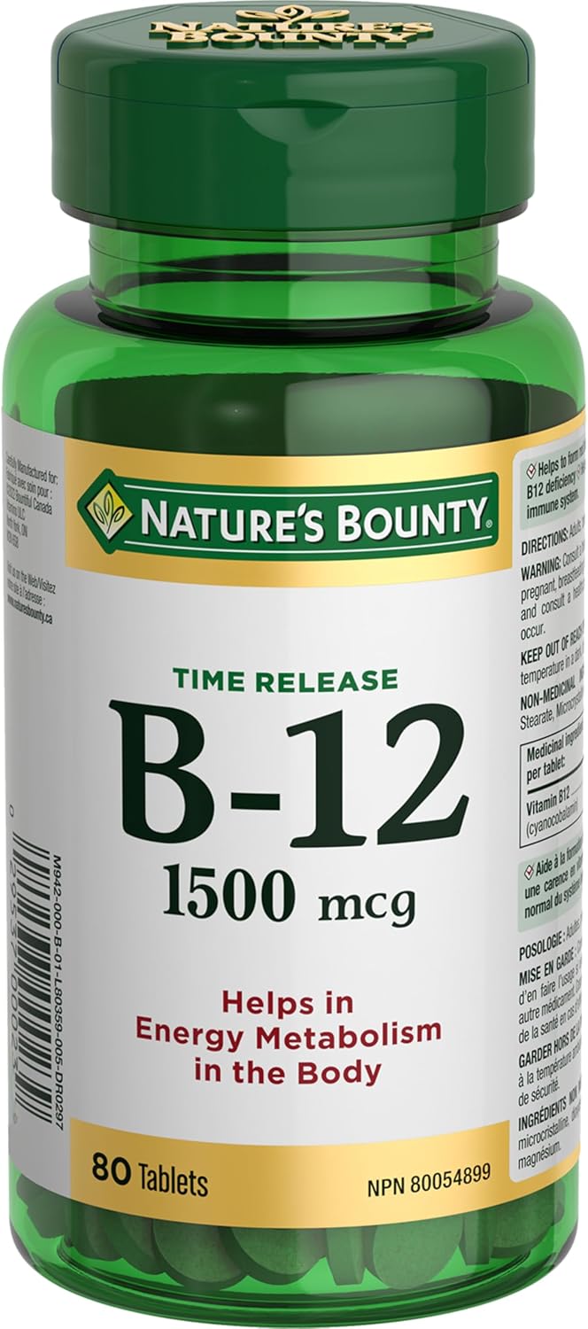Nature's Bounty 緩釋維生素 B-12 1500mcg,有助於預防維生素 B-12 缺乏症