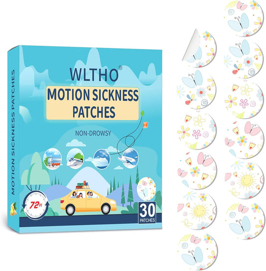 WLTHO 30片晕车贴,不瞌睡,邮轮旅行必备晕船贴,耳后防水贴,定制蝴蝶图案