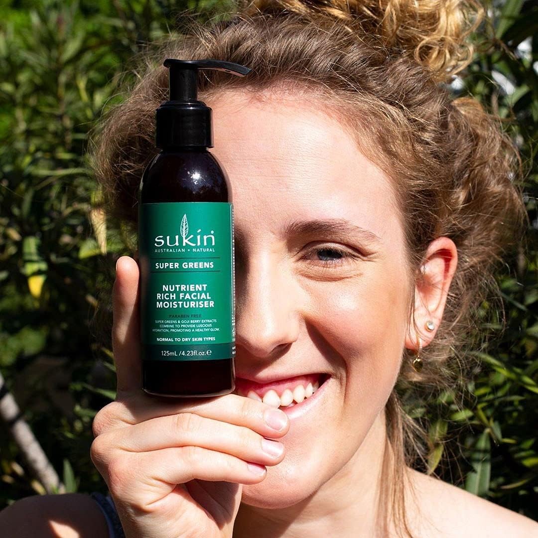 Sukin - Nutrient Rich Facial Moisturiser - Super Greens Range - Promotes a Radiant, Glowing and Healthy Complexion - For Normal to Dry Skin Types - 125 mL