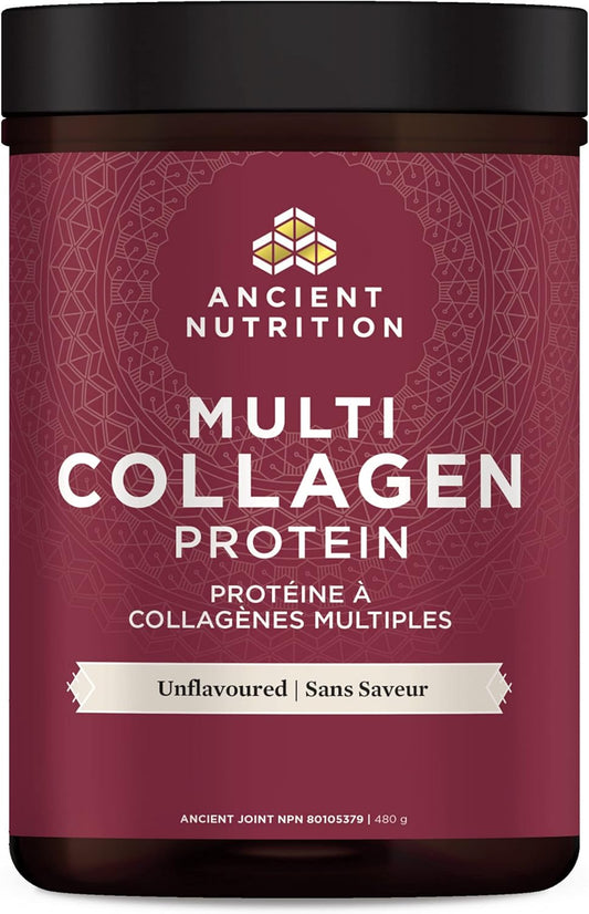 Ancient Nutrition 多胶原蛋白粉 - 无味,由 Josh Axe 博士配制,4 种胶原蛋白来源,5 种胶原蛋白类型,480 克