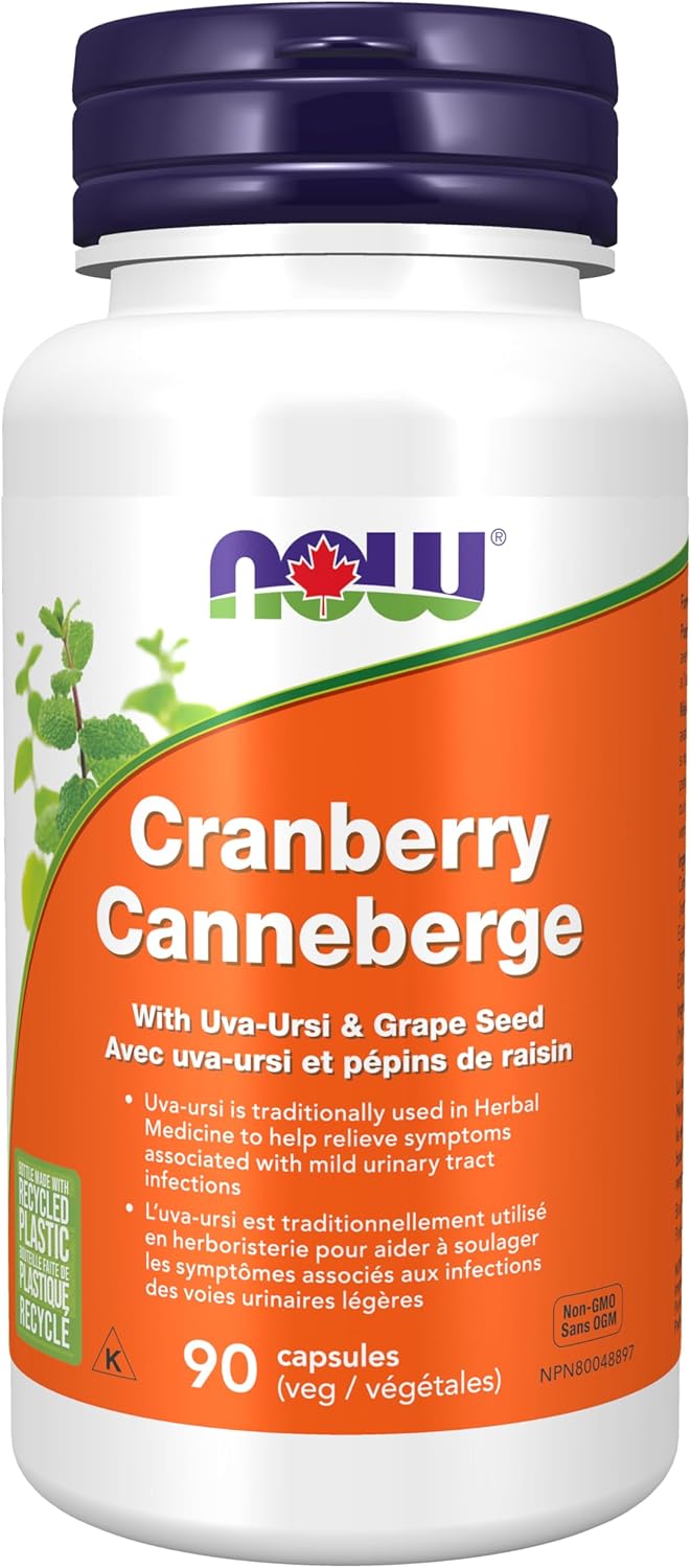 NOW Supplements, Cranberry with PACs, plus Uva Ursi and Grape Seed Extracts 90 Veg Capsules