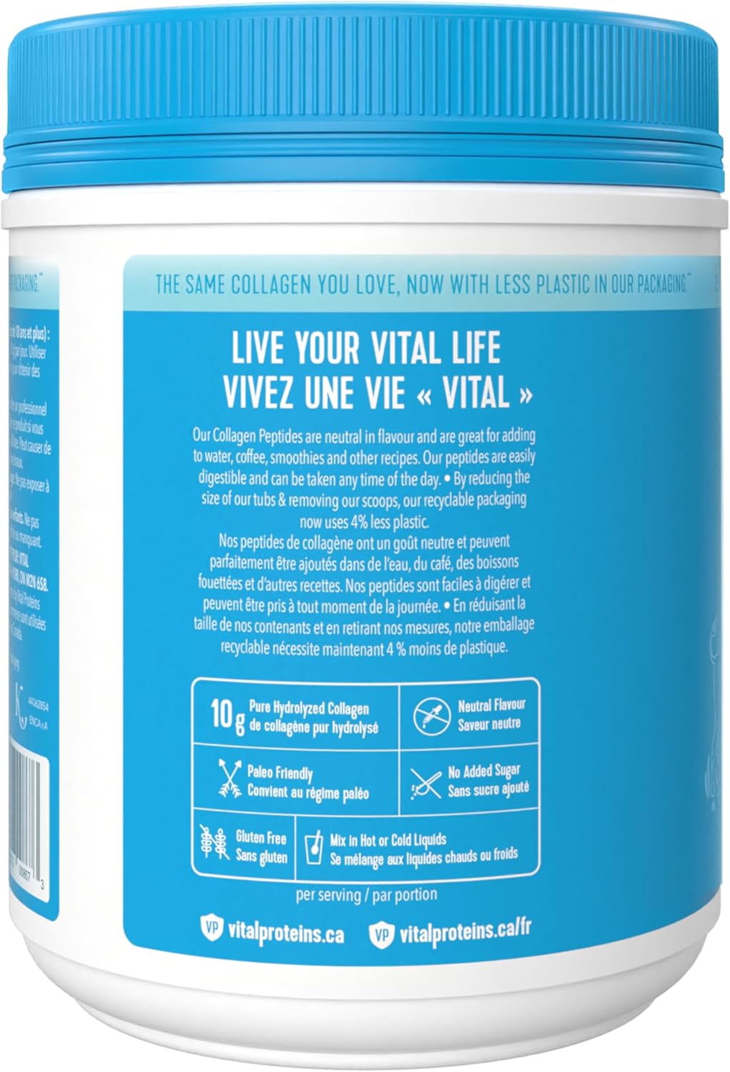 VITAL PROTEINS 牛胶原蛋白肽粉,有助于形成胶原蛋白并减轻与骨关节炎相关的关节疼痛,氨基酸来源,不添加糖,不含人工色素或香料,567 克
