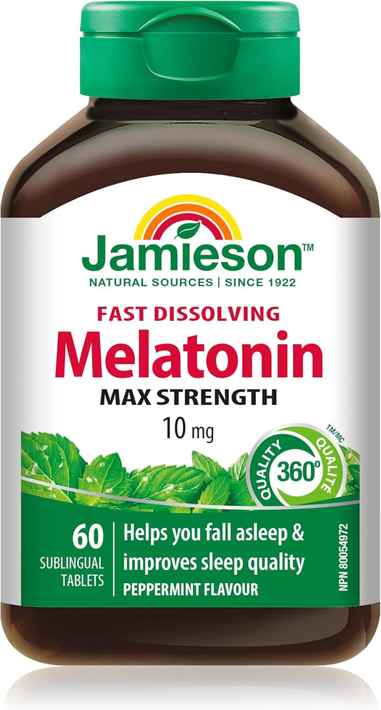 Jamieson 褪黑激素 10 毫克强效 - 薄荷味速溶片,60 片(1 包)