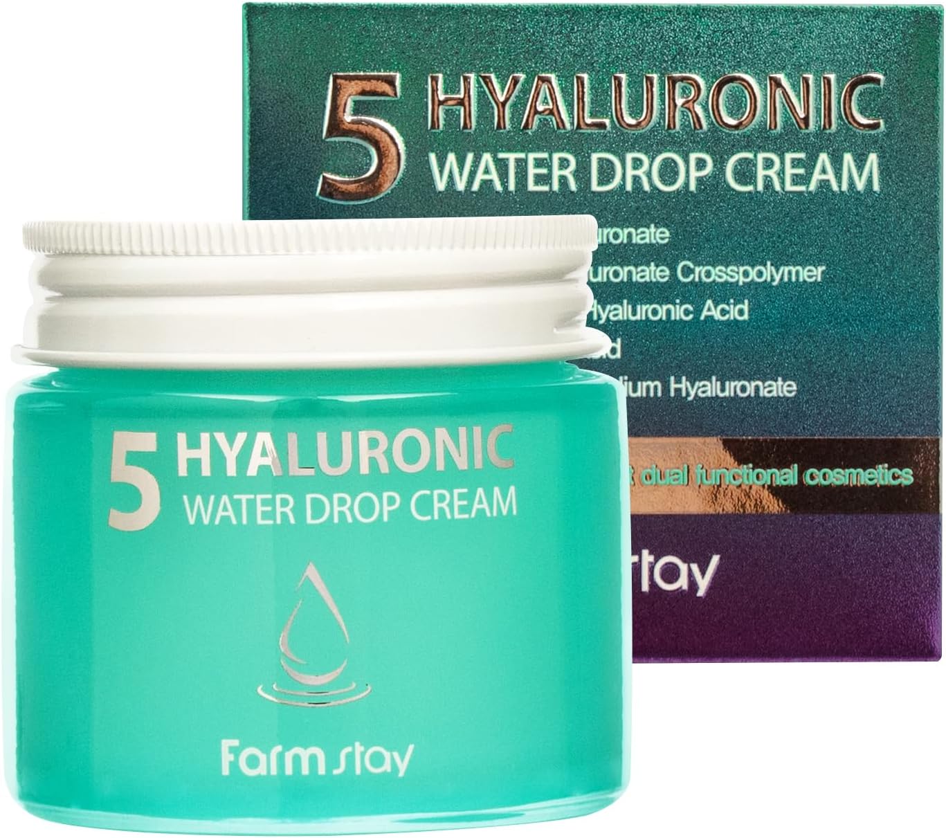 Farmstay Hyaluronic 5 Water Drop Cream - Hyaluronic Acid Cream for Full-Day Hydration - Moisturizing Face Cream for a Firm, Plump Complexion - 80 ml