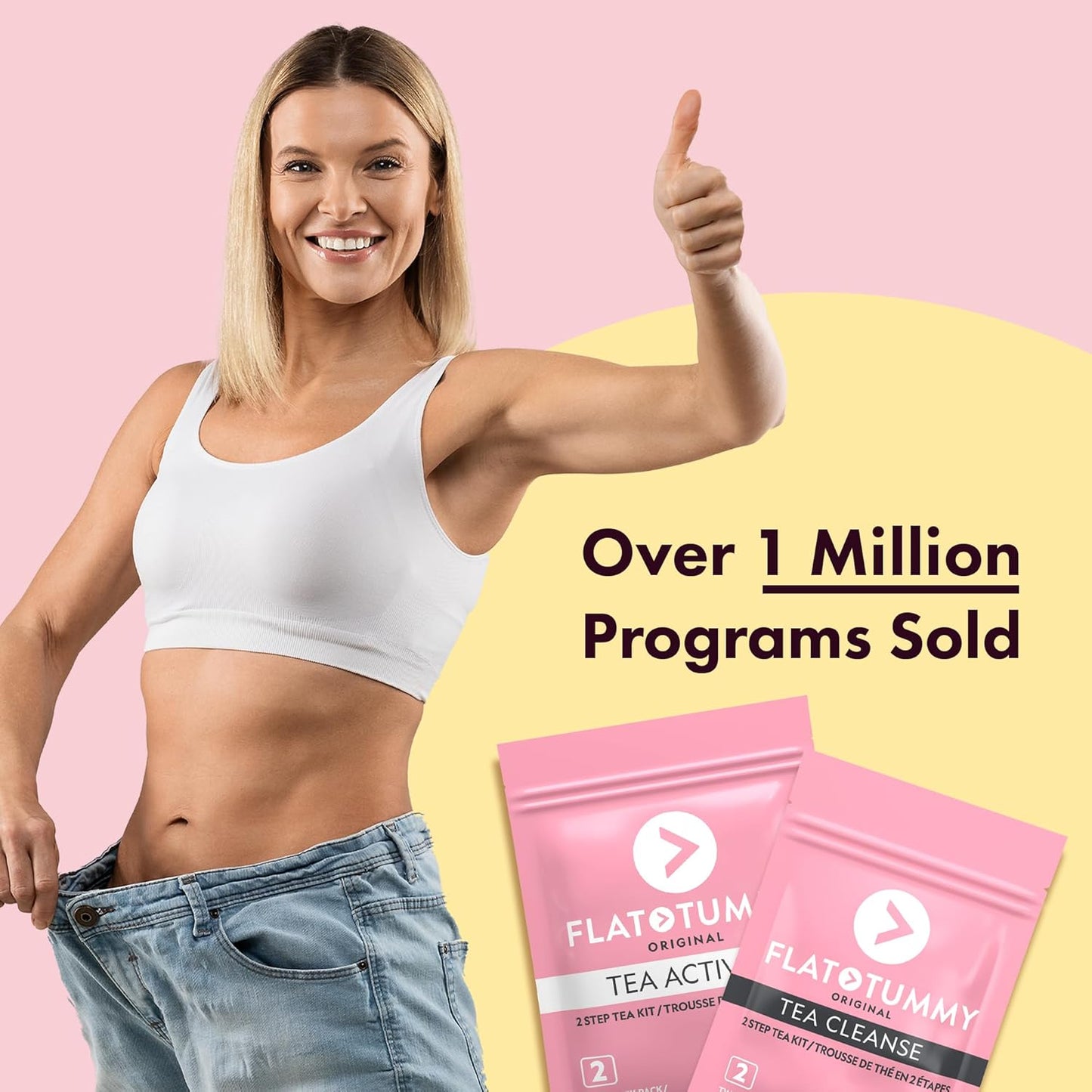 Flat Tummy Tea (2-Week, 2-Tea Program) - Detox Cleanse, Herbal Blend ft. Senna, Lemon Balm, Dandelion Root - Occasional Bloating Relief Women