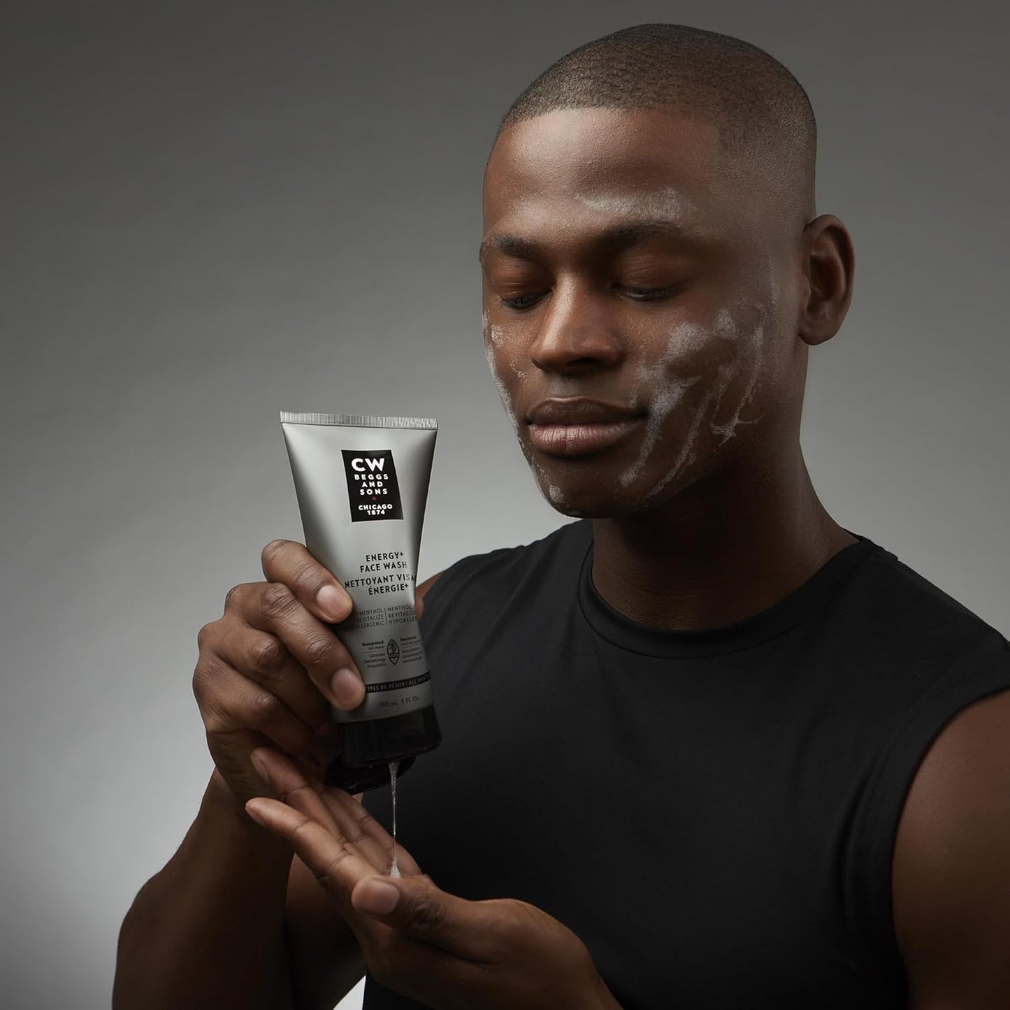 CW Beggs Energy+ Face Wash for Men, Normal to Dry Skin, Hypoallergenic, Fragrance-Free, Paraben-Free, Alcohol-Free, Mineral Oil-Free, Cruelty-Free,