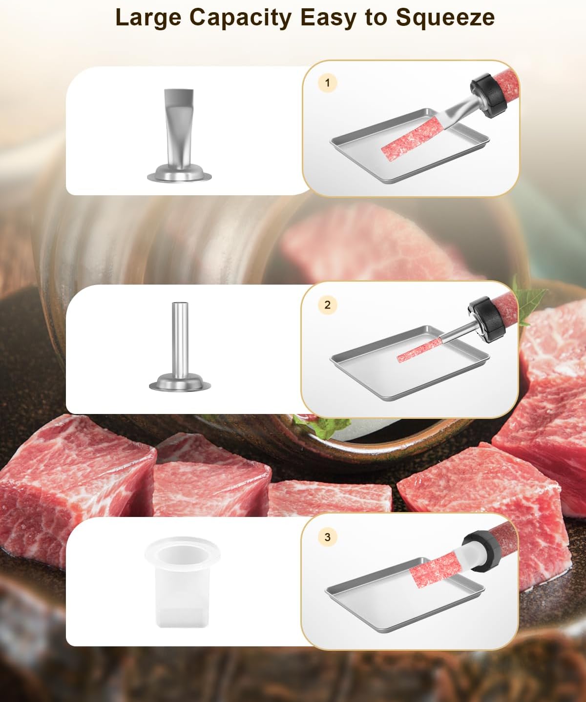 新橋牛肉乾槍,適用於絞肉,塑膠牛肉乾炮配有 3 個噴嘴