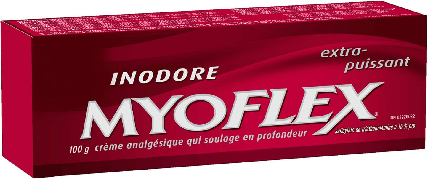 Myoflex 止痛膏 | 无味 | 深层缓解肌肉酸痛和关节痛 | 不含薄荷醇 | 无污渍 | 不油腻 | 适合 2 岁以上 | 100 克(强效)