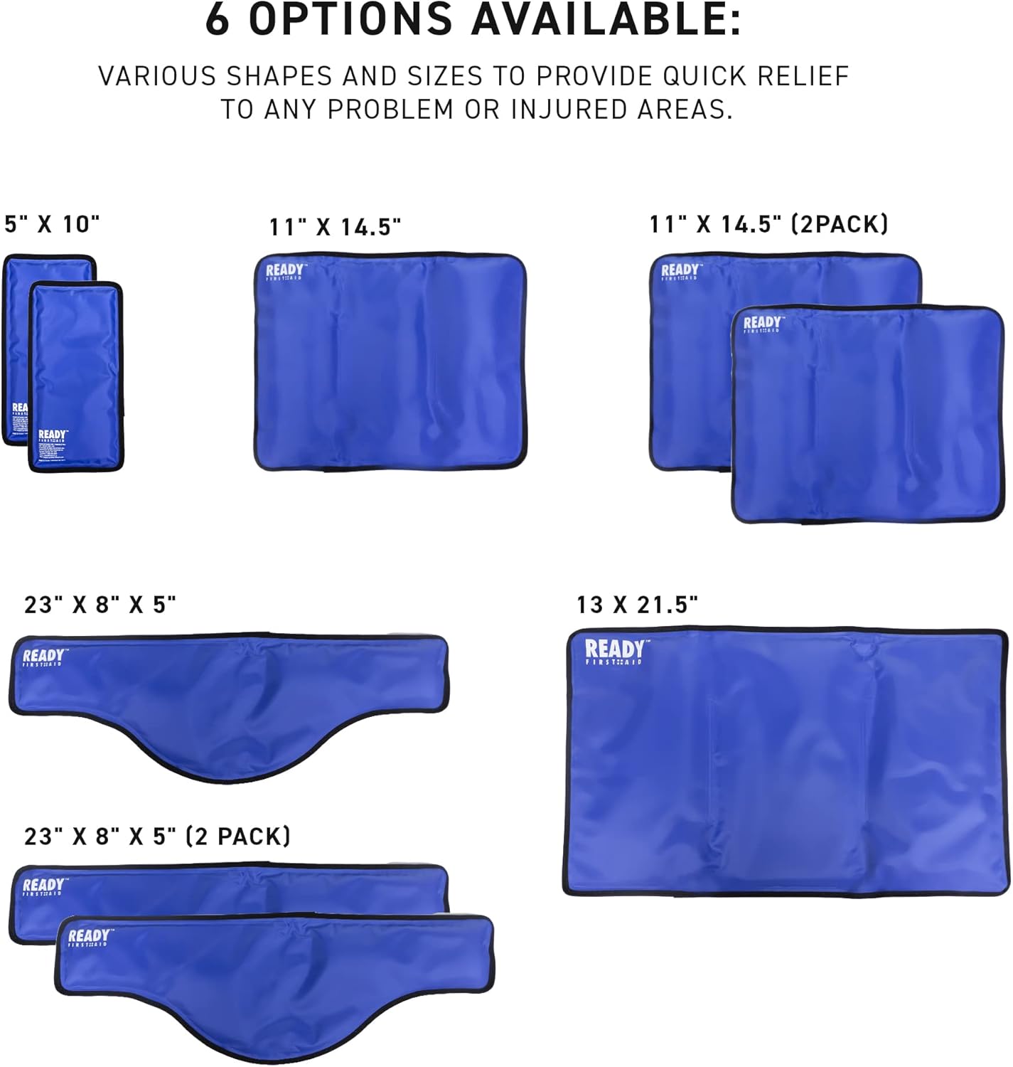 READY FIRST AID 可重复使用凝胶冷热敷包,适用于背部、膝盖、肩膀、脚踝、手臂、腿部、臀部受伤 - 减少肿胀、瘀伤、炎症(5 英寸 x 10 英寸(2 包))