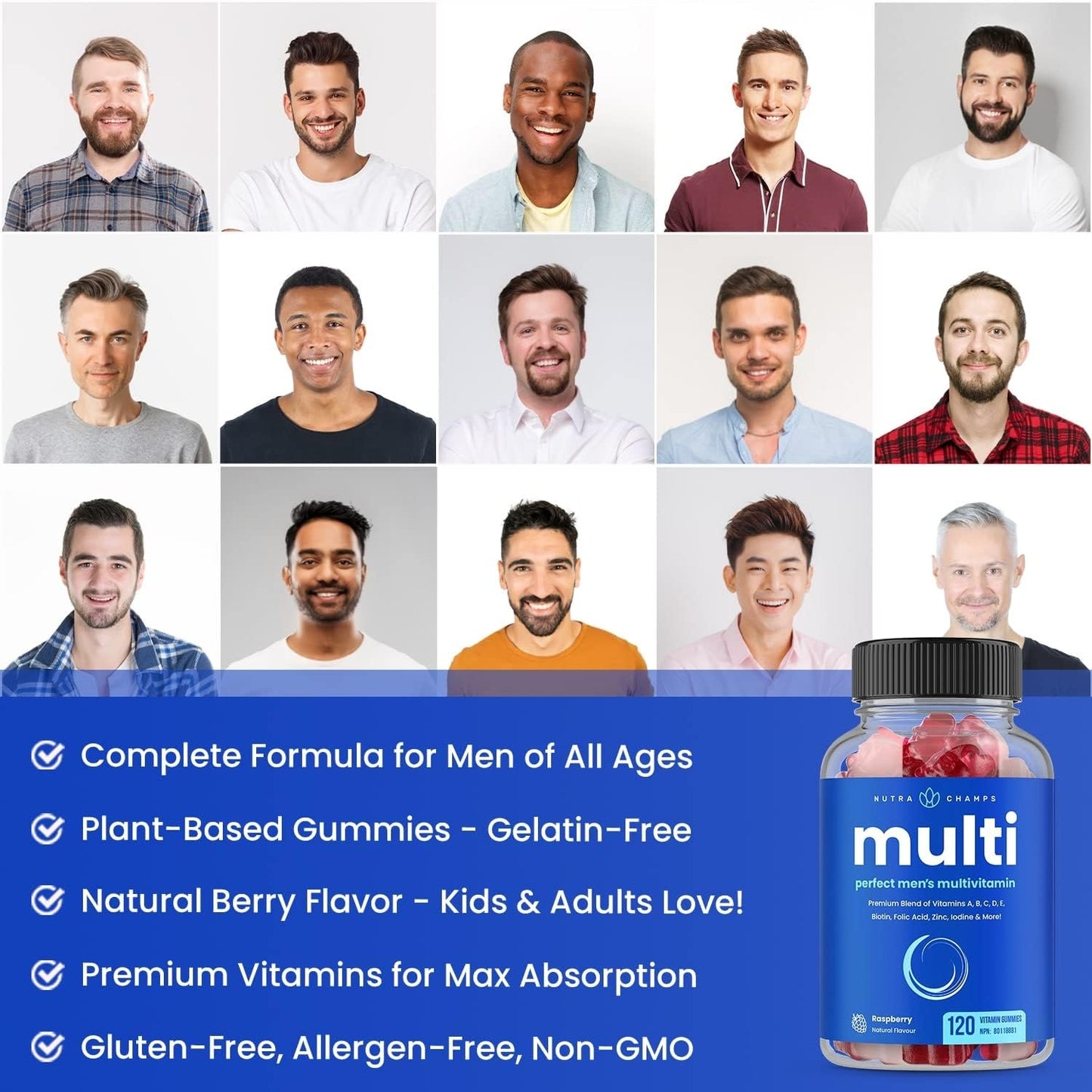 (2-Pack) Multivitamins for Men | Mens Multivitamin Gummies | Bones, Brain, Heart, Immune & Energy Supplement | Mens Vitamin A, B, C, D, E, Biotin & Folic Acid | 120 Gummy Vitamins