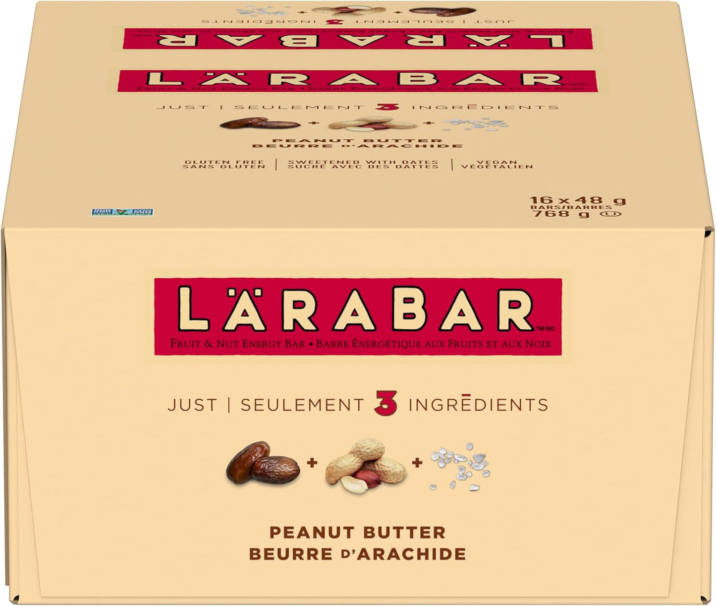 LÄRABAR Peanut Butter, Fruit and Nut Energy Bar, Pack of 16 Bars, Gluten Free, Vegan, Family Pack, Snack Bars