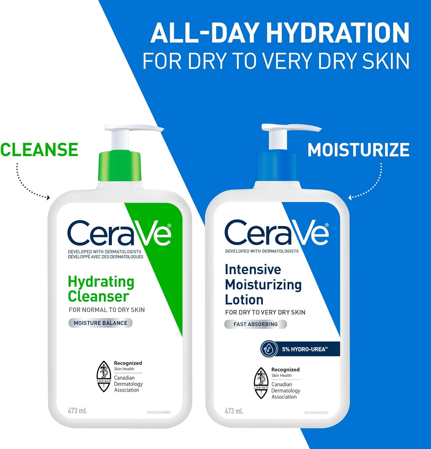 CeraVe Face Wash & Moisturizing Lotion BUNDLE. Gentle Hydrating Face Cleanser & Intensive Moisturizing Lotion, for Dry to Very Dry Skin, Fragrance-Free, Developed with Dermatologist