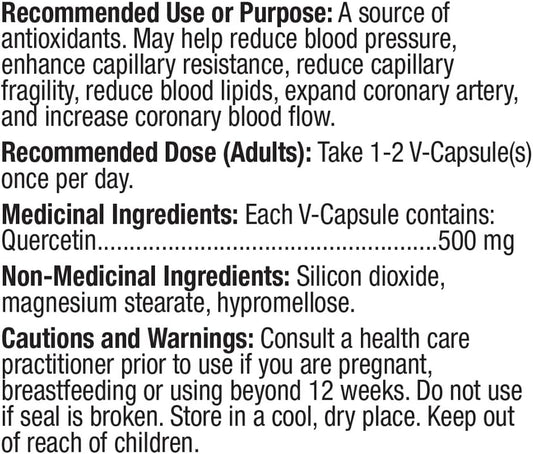 Prairie Naturals Quercetin 500mg Antioxidant & Bioflavonoid Capsule - 120 Count