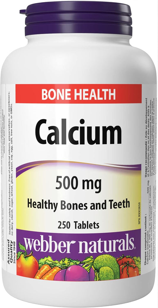 Webber Naturals 碳酸鈣,250 片,有助於支撐骨骼和牙齒