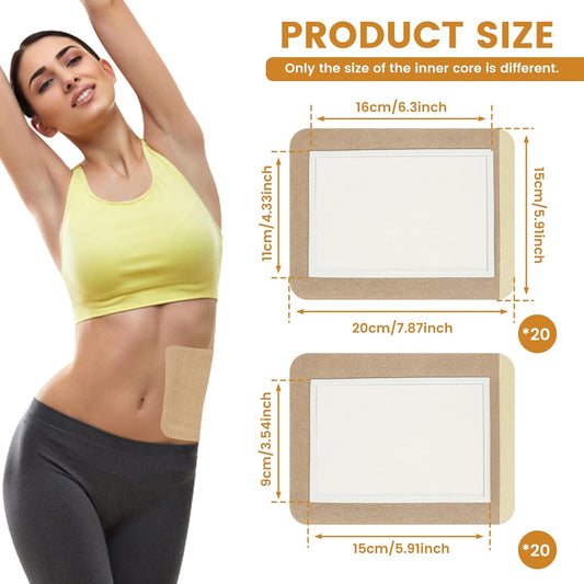 40 片蓖麻油包敷有机棉蓖麻油贴片一次性自粘蓖麻油包敷垫便携式防漏免洗精油包套装适用于胃肚脐(不含油)(40 片 - B)