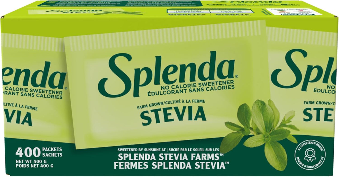 SPLENDA Stevia No Calorie Sweetener, Sugar Substitute Packets, 400 Count (Pack of 1)