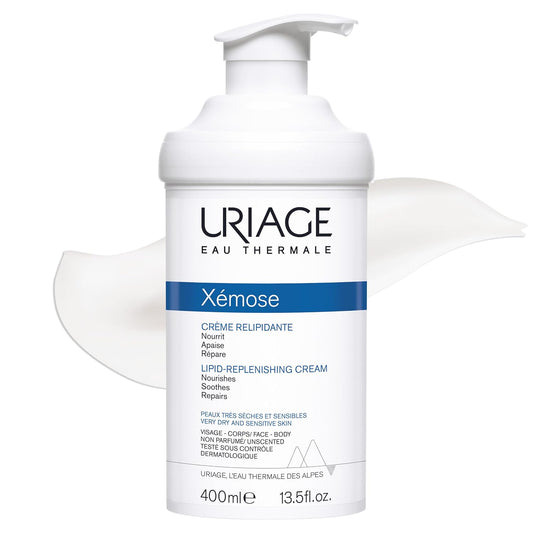 Uriage Xémose 脂質補充霜 - 臉部和身體保濕霜,含乳木果油,可止癢 - 非常乾燥、敏感肌膚,易患特應性濕疹 - 不油膩、不粘膩 - 無香型 - 400ml