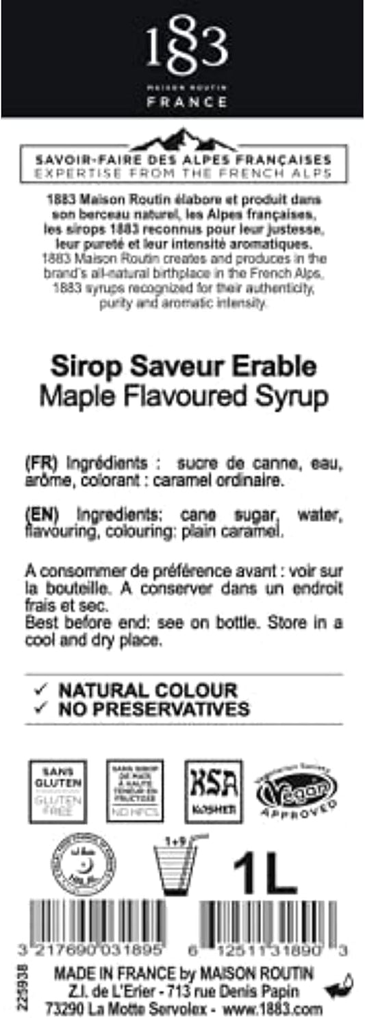 Maison Routin 1883 Maple Flavour Syrup, 1L Glass Bottle