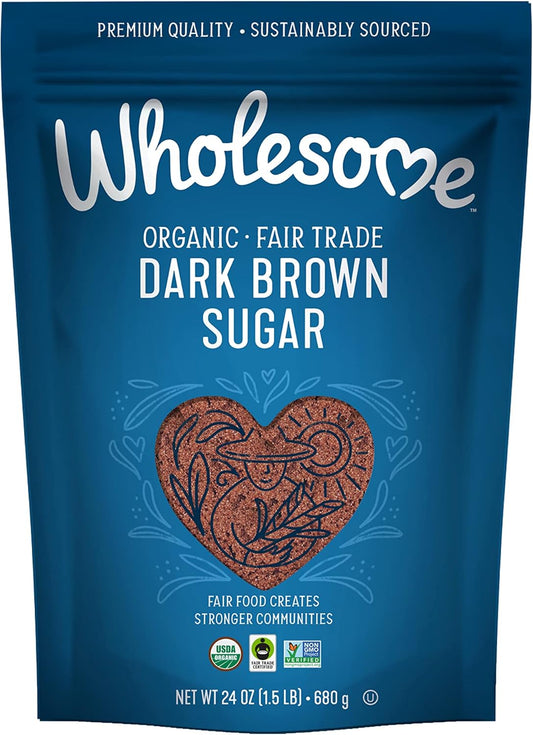 Wholesome Sweeteners Fair Trade 有机深棕色糖,24 盎司,单份(包装可能有所不同)
