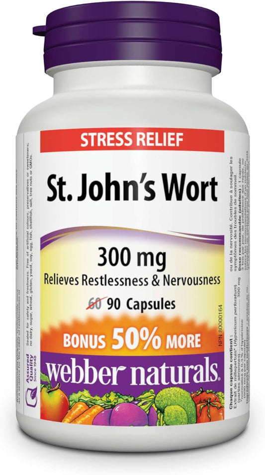 Webber Naturals 圣约翰草提取物胶囊,300 毫克,90 粒