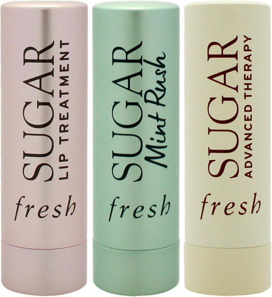 清新潤色、薄荷和潤唇膏套裝 0.07 盎司糖潤唇膏 - 玫瑰、清新潤唇膏 - 薄荷香、高級護理潤唇膏女士 - 3 件