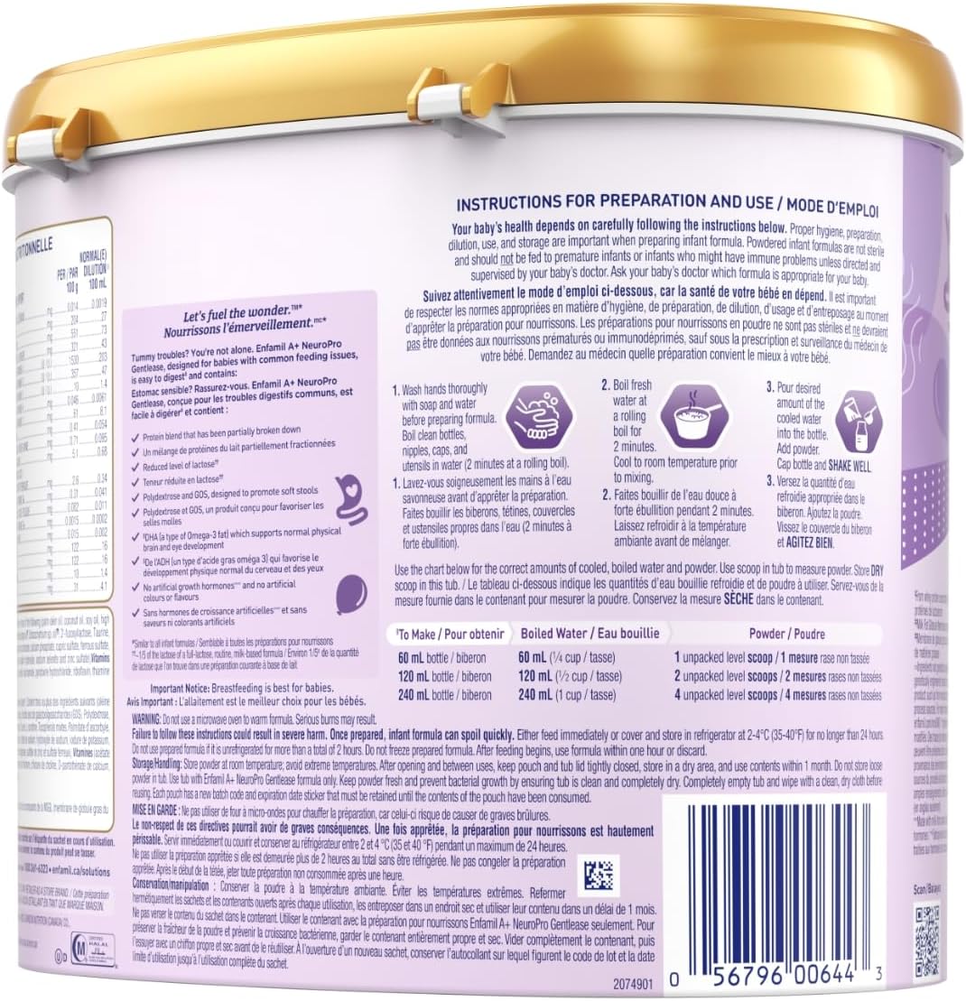 Enfamil A+ NeuroPro Gentlease 婴儿配方奶粉,含健脑 DHA,0-12 个月,553 克