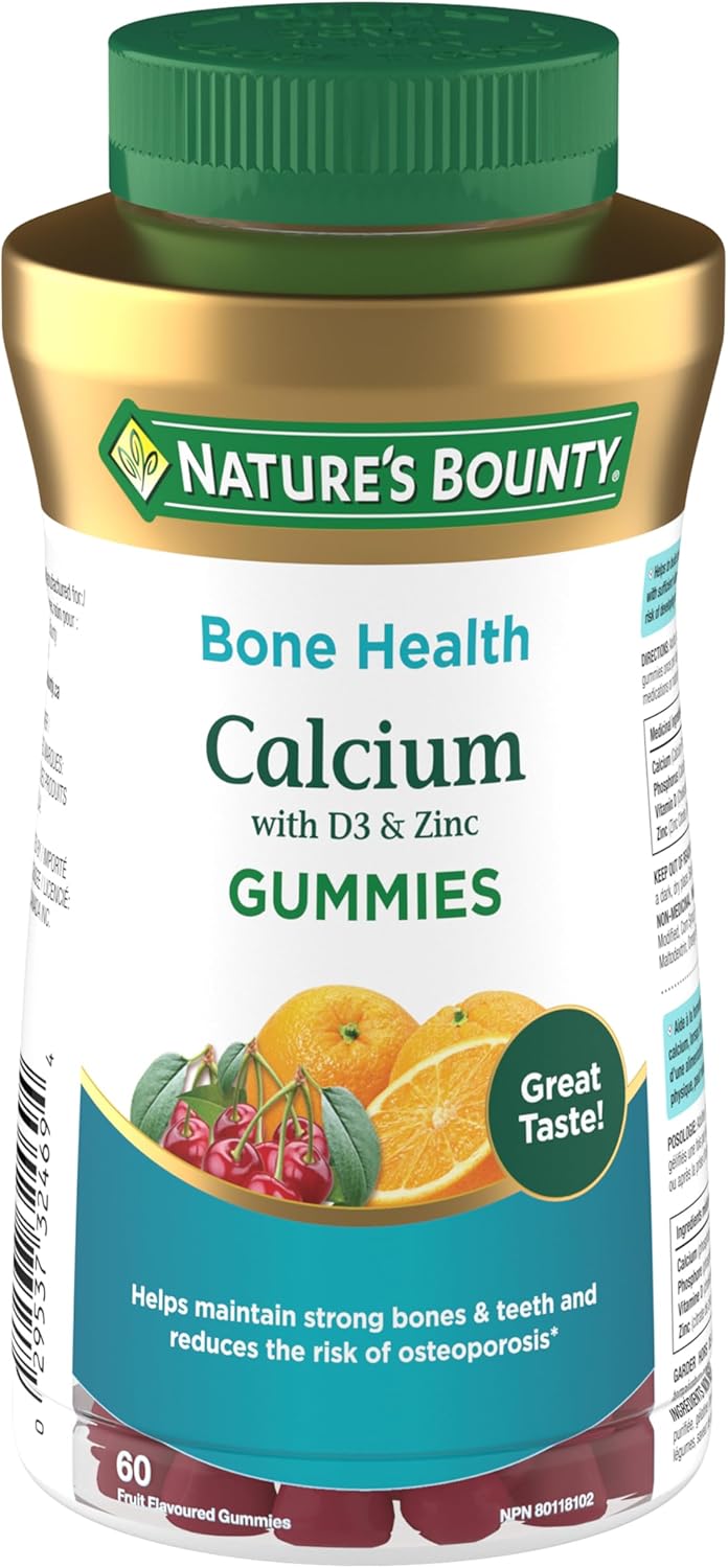 NATURE'S BOUNTY Calcium With D3 & Zinc, Helps Absorption Of Calcium & Phosphorus, May Help to Reduce Osteoporosis Risk, Aids Development Of Bones & Teeth, Helps to Support Immune Function, Gummies, 300 g