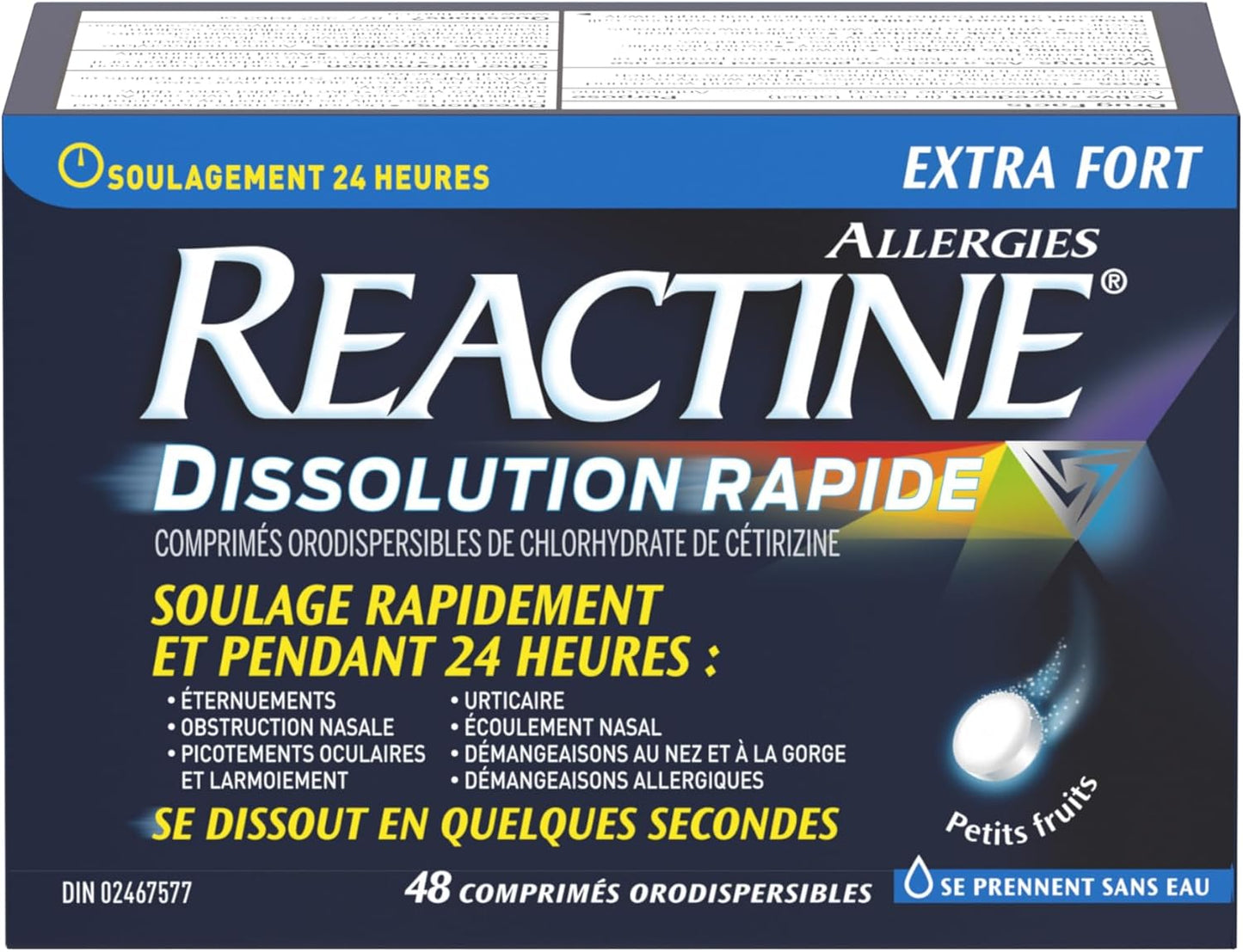 Reactine Rapid Dissolve Antihistamine Tablets, Extra Strength, Allergy Relief, 48 Count