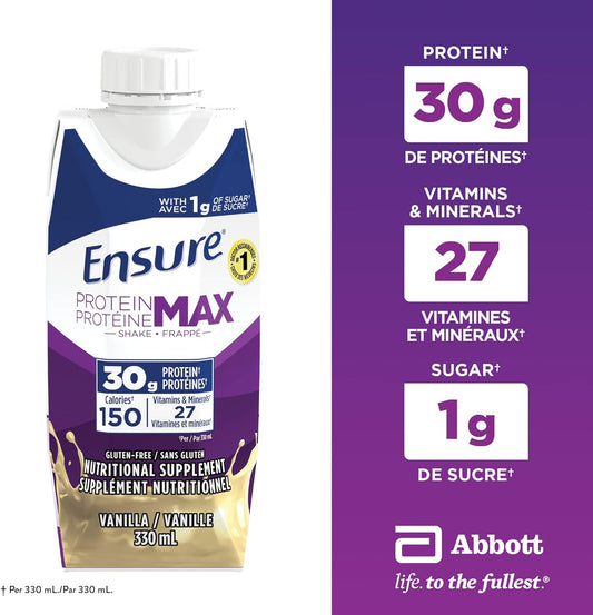 Ensure Protein Max Nutritional Supplement, Vanilla, 330 millilitre (Pack of 4)