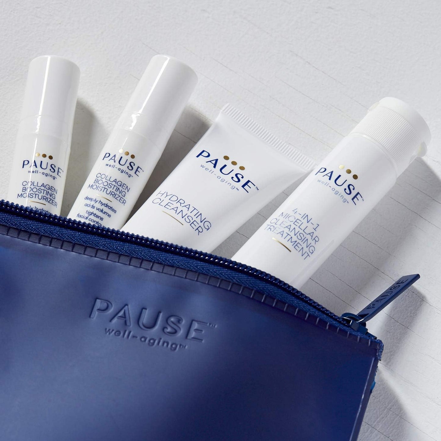 Pause Well-Aging Discovery Kit 0.7oz Hydrating Cleanser, 1oz 4-in-1 Micellar Cleansing Treatment, 2 x 0.17oz Collagen Boosting Mois Unisex 4 Pc
