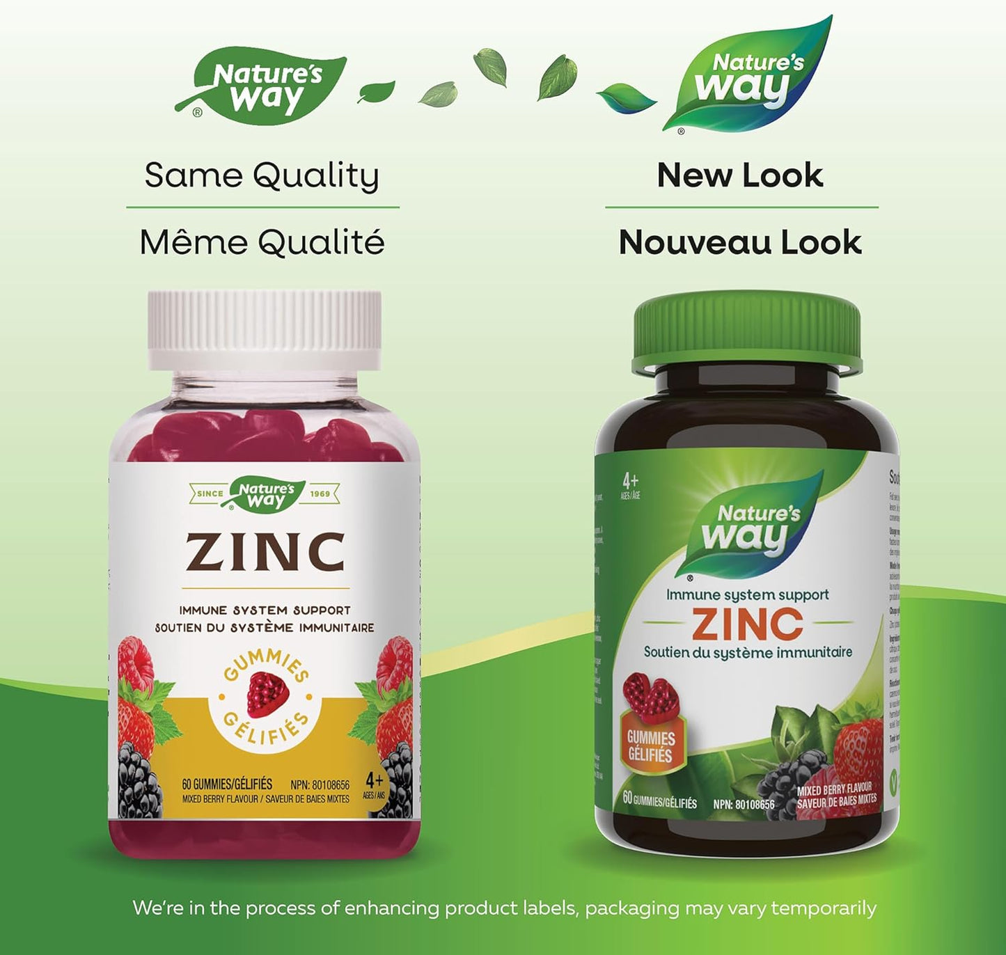 Nature's Way 鋅軟糖 - 免疫系統支持礦物質補充劑 - 維持健康的骨骼、頭髮、皮膚和指甲 - 適合 4 歲以上兒童和成人的素食軟糖 - 混合漿果口味,60 粒軟糖