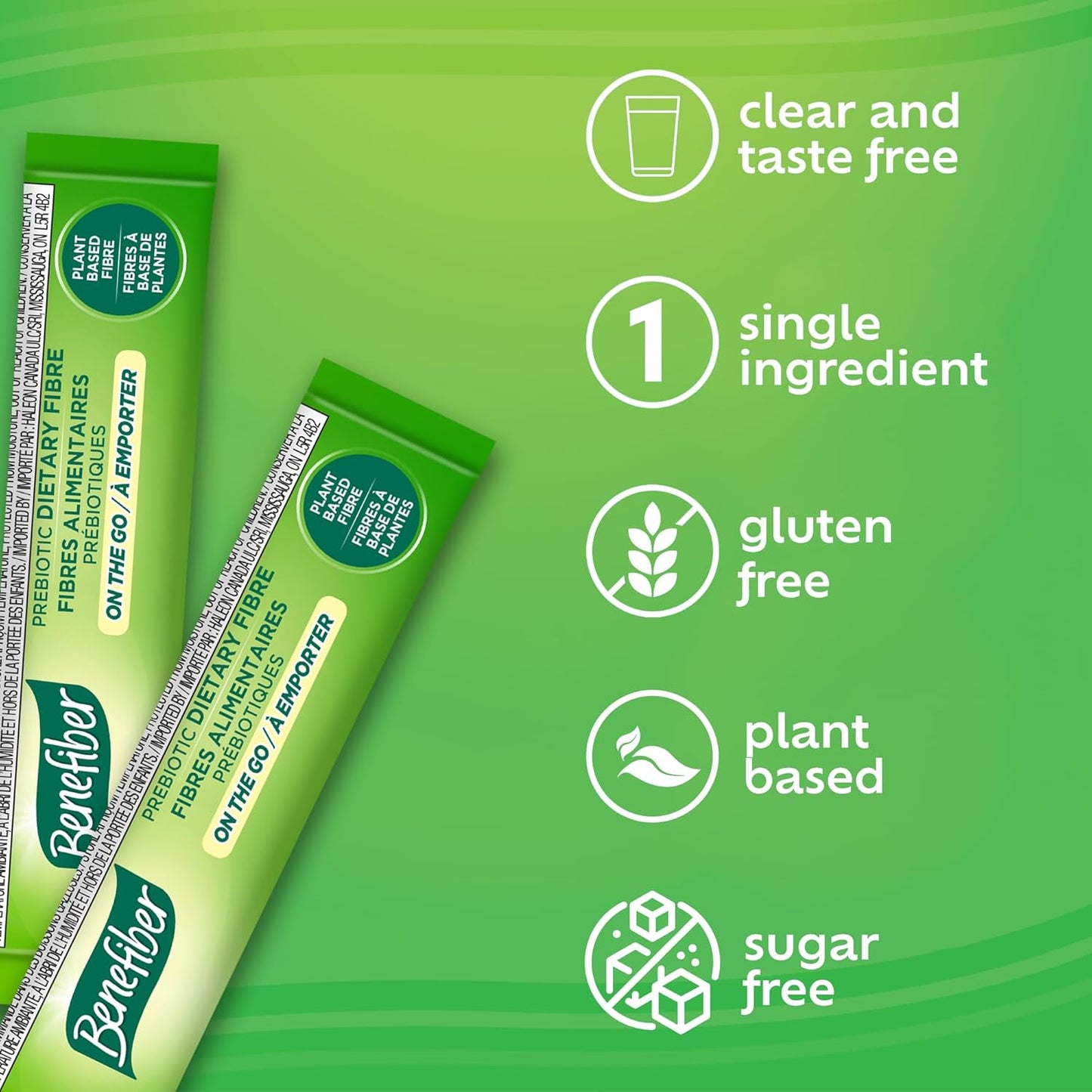 Benefiber On The Go Prebiotic Dietary Fibre Powder, Unflavoured, Stick Packs, Sugar-Free - (28 x 4 g Stick Packs)