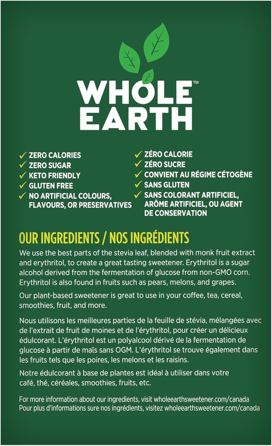 Whole Earth Sweetener Company 甜菊糖和罗汉果甜味剂、赤藓糖醇甜味剂、Sweet Leaf 甜菊糖包、糖替代品、天然甜味剂、80 粒装