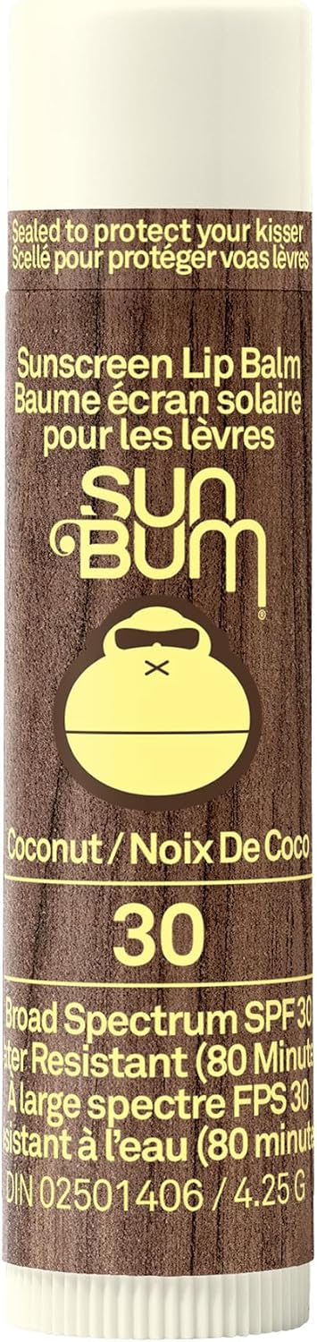 Sun Bum SPF 30 防曬潤唇膏 | 純素無動物實驗廣譜 UVA/UVB 唇部護理,含蘆薈和維生素 E,滋潤雙唇 | 椰子味 | 0.15 盎司