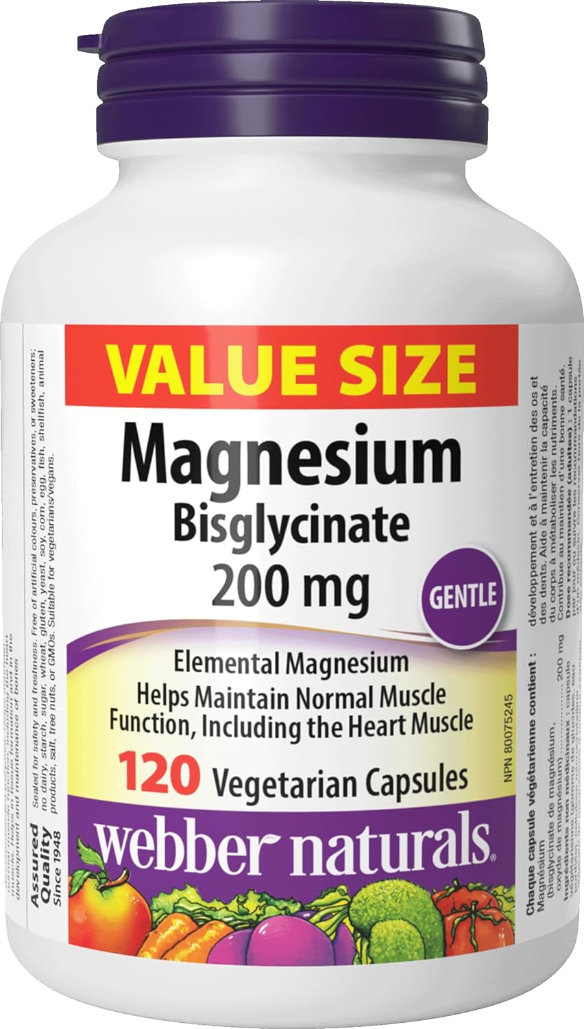 Webber Naturals Omega 3-6-9 1,200 mg Fish Oil, 180 Clear Enteric No Fishy Aftertaste Softgels & Magnesium Bisglycinate 200 mg, 120 Capsules, Supports Bone and Muscle Functions