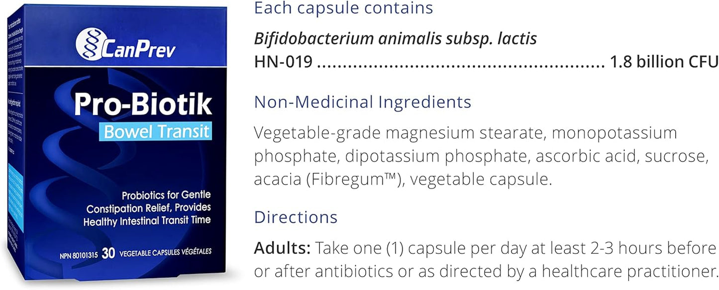 CanPrev - Pro-Biotik 肠道转运,30 粒素食胶囊,30 天用量 - 温和支持规律排便和消化平衡,益生菌可温和缓解便秘并保持健康的肠道转运时间