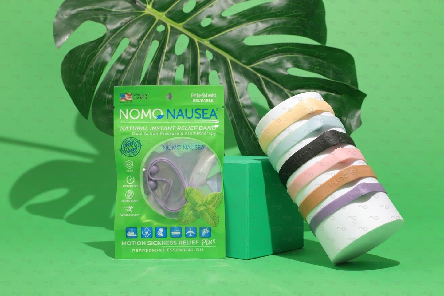 NOMO 晕车腕带 | 晕车腕带,薄荷香薰和穴位按摩功能 | 30 秒晕车腕带 | 超小号 | 紫色 | 2 件装