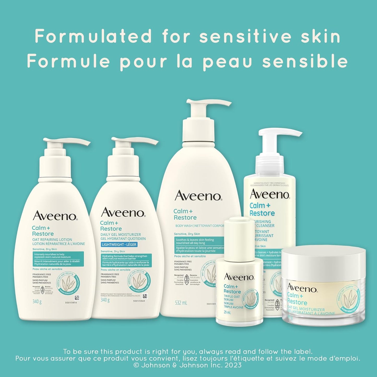 Aveeno Calm + Restore 燕麦凝胶保湿霜,面霜,燕麦,小白菊,干性皮肤,日常护肤,无香型,适合敏感肌肤,48 克