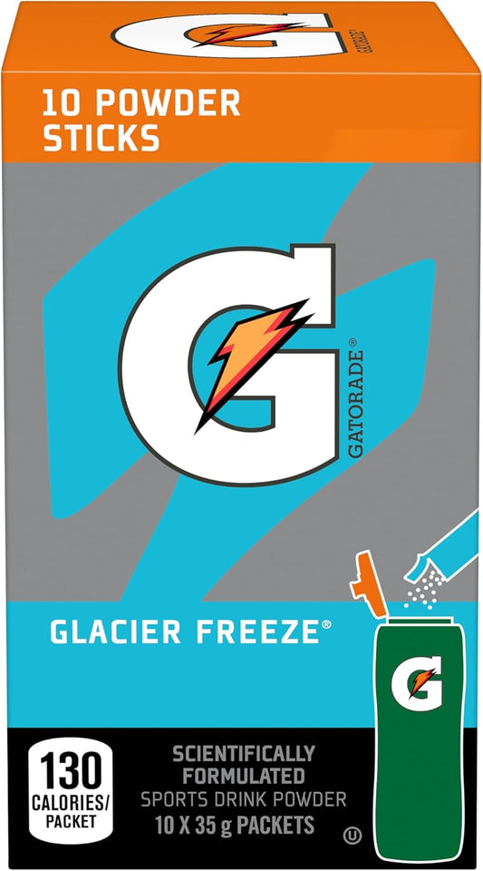 Gatorade Electrolyte Powder Sticks – Glacier Freeze, Gatorade Hydration Mix, 10 Packets – On-the-Go Electrolytes for Hydration