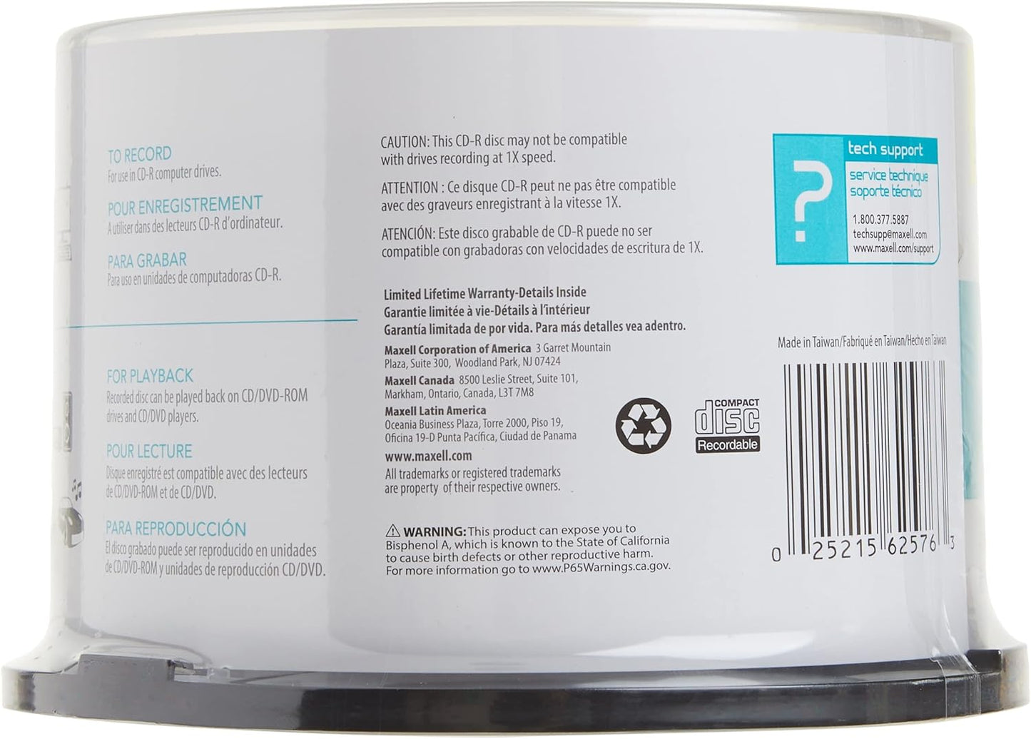 Maxell CDR70050Y 50Disc CDR Cakebox 648250